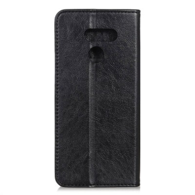 LG K40S „Split“ juodas odinis atverčiamas dėklas - knygutė | Priedai.lt