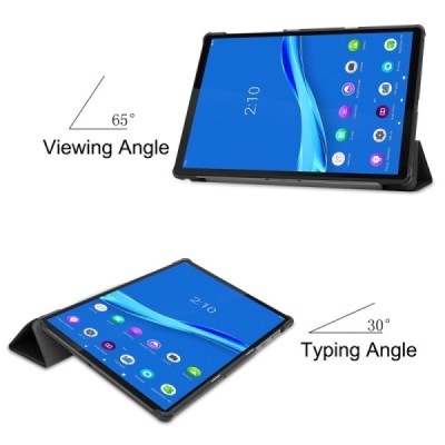 Lenovo Tab M10 Plus 10.3" (X606F) atverčiamas juodas odinis dėklas (sulankstomas) | Priedai.lt