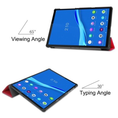 Lenovo Tab M10 Plus 10.3" (X606F) atverčiamas raudonas odinis dėklas (sulankstomas) | Priedai.lt