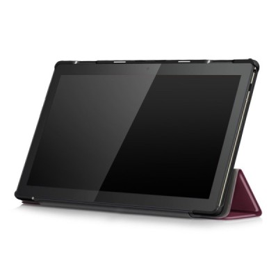 Lenovo Tab M10 10.1" (TB-X605F, X605L, X505F, X505L) atverčiamas bordo odinis dėklas (sulankstomas) | Priedai.lt