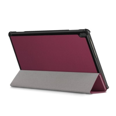 Lenovo Tab M10 10.1" (TB-X605F, X605L, X505F, X505L) atverčiamas bordo odinis dėklas (sulankstomas) | Priedai.lt
