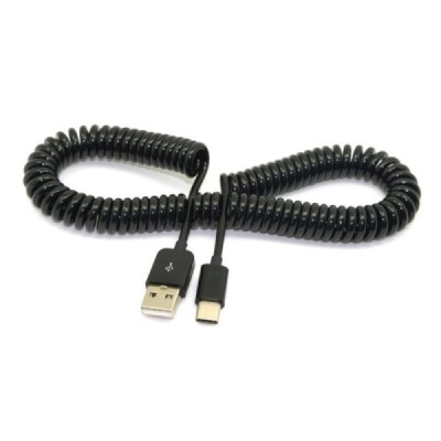 Spiralinis USB Type-C juodas laidas 3 metrai | Priedai.lt