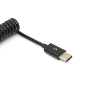 Spiralinis USB Type-C juodas laidas 3 metrai | Priedai.lt