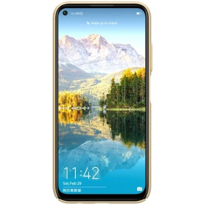Huawei P40 Lite Nillkin Frosted Shield auksinis plastikinis dėklas, nugarėlė | Priedai.lt