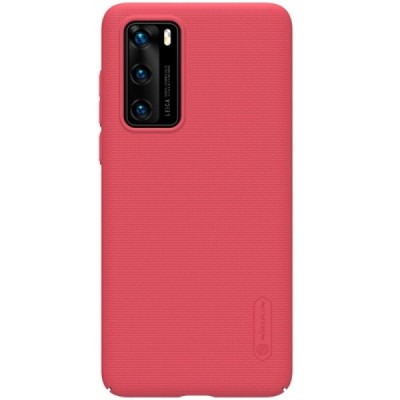 Huawei P40 Nillkin Frosted Shield raudonas plastikinis dėklas, nugarėlė | Priedai.lt