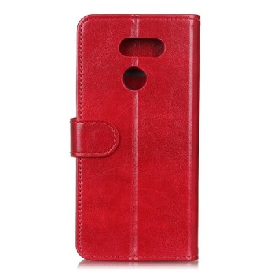 LG K50S (LM-X540) atverčiamas raudonas odinis dėklas, knygutė - piniginė | Priedai.lt