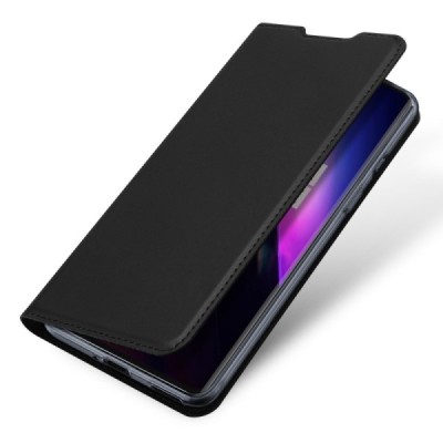 Dux Ducis Skin serijos OnePlus 8 juodas odinis atverčiamas dėklas | Priedai.lt