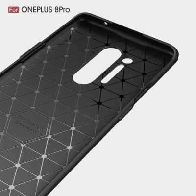 OnePlus 8 Pro Carbon kieto silikono TPU juodas dėklas - nugarėlė / Priedai.lt