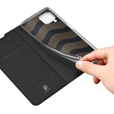 „Dux Ducis“ Skin serijos Huawei P40 Lite juodas odinis atverčiamas dėklas / Priedai.lt