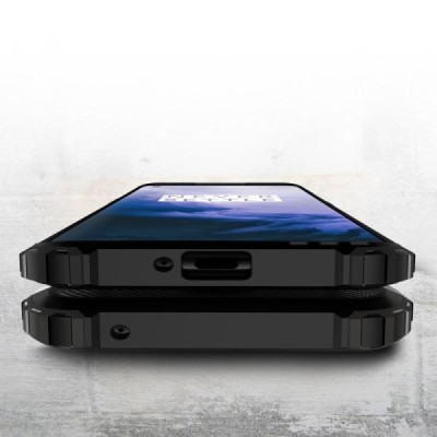 Sustiprintos apsaugos OnePlus 8 juodas kieto silikono (TPU) ir plastiko dėklas / Priedai.lt