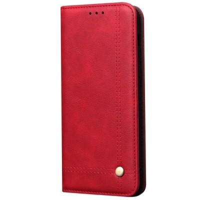 Deluxe atverčiamas raudonas odinis OnePlus 8 dėklas - knygutė | Priedai.lt