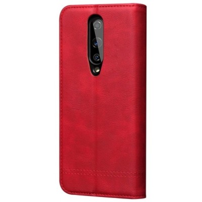 Deluxe atverčiamas raudonas odinis OnePlus 8 dėklas - knygutė | Priedai.lt