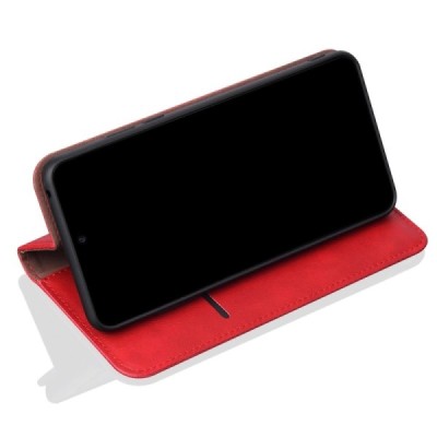 Deluxe atverčiamas raudonas odinis OnePlus 8 dėklas - knygutė | Priedai.lt