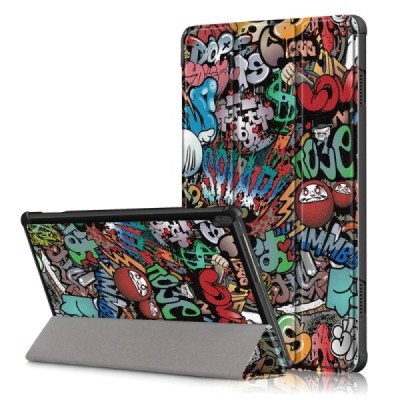 Lenovo Tab M10 10.1" (TB-X605F, X605L, X505F, X505L) atverčiamas „Street Art“ spalvotas dėklas - knygutė | Priedai.lt