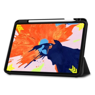 Apple iPad Pro 12.9 (2022 / 2021 / 2020 / 2018) atverčiamas Stylus juodas odinis dėklas - knygutė su vieta liestukui | Priedai.l