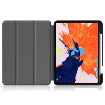 Apple iPad Pro 12.9 (2022 / 2021 / 2020 / 2018) atverčiamas Stylus juodas odinis dėklas - knygutė su vieta liestukui | Priedai.l