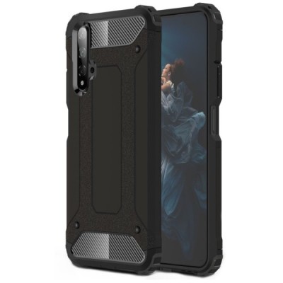 Sustiprintos apsaugos Huawei Honor 20 (Nova 5T) juodas kieto silikono (TPU) ir plastiko dėklas / Priedai.lt