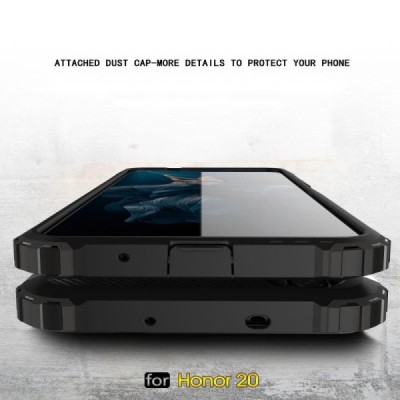 Sustiprintos apsaugos Huawei Honor 20 (Nova 5T) juodas kieto silikono (TPU) ir plastiko dėklas / Priedai.lt