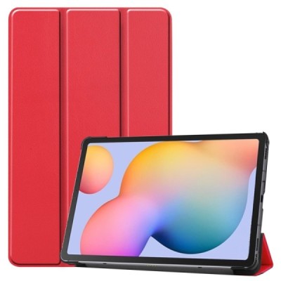 Samsung Galaxy Tab S6 Lite 10.4" (2022) atverčiamas raudonas odinis dėklas - knygutė | Priedai.lt