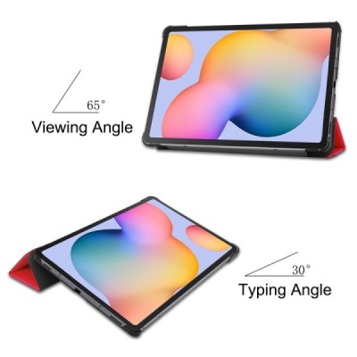 Samsung Galaxy Tab S6 Lite 10.4" (2022) atverčiamas raudonas odinis dėklas - knygutė | Priedai.lt