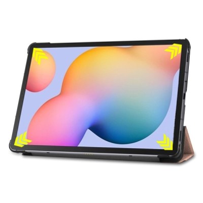 Samsung Galaxy Tab S6 Lite 10.4" (2022) atverčiamas auksinis odinis dėklas - knygutė | Priedai.lt
