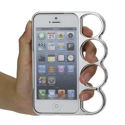 Sidabrinis, plastikinis Apple iPhone SE (5, 5s) dėklas (rėmelis ) - kastetas / Priedai.lt