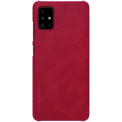 Prabangus „Nillkin“ Qin serijos raudonas odinis atverčiamas Samsung Galaxy A51 (A515) dėklas / Priedai.lt