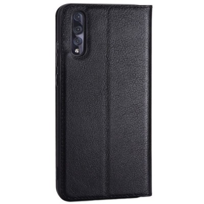 „Royale“ Huawei P20 Pro juodas odinis atverčiamas dėklas su langeliu / Priedai.lt
