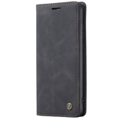 Samsung Galaxy A51 (A515F) CaseMe Retro solidus atverčiamas juodas odinis dėklas - knygutė | Priedai.lt