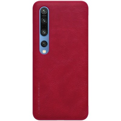 Xiaomi Mi 10 (10 Pro) prabangus Nillkin Qin serijos raudonas odinis atverčiamas dėklas - knygutė | Priedai.lt