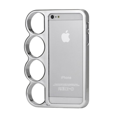 Sidabrinis, plastikinis Apple iPhone SE (5, 5s) dėklas (rėmelis ) - kastetas / Priedai.lt