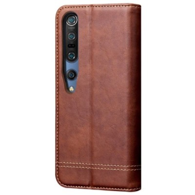 Deluxe atverčiamas rudas odinis Xiaomi Mi 10 (10 Pro) dėklas - knygutė | Priedai.lt