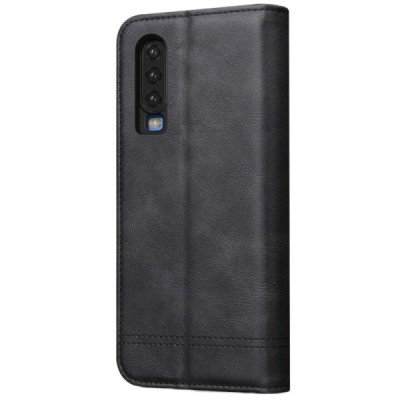 Deluxe atverčiamas juodas odinis Huawei P30 dėklas - knygutė | Priedai.lt