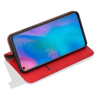 Deluxe atverčiamas raudonas odinis Huawei P30 dėklas - knygutė | Priedai.lt