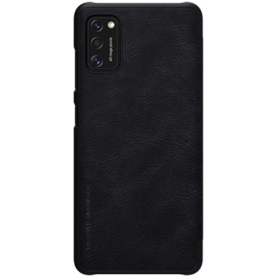 Prabangus „Nillkin“ Qin serijos juodas odinis atverčiamas Samsung Galaxy A41 (A415) dėklas / Priedai.lt