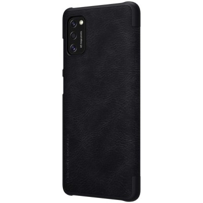 Prabangus „Nillkin“ Qin serijos juodas odinis atverčiamas Samsung Galaxy A41 (A415) dėklas / Priedai.lt
