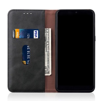 Deluxe atverčiamas juodas odinis Xiaomi Redmi Note 9 Pro dėklas - knygutė | Priedai.lt