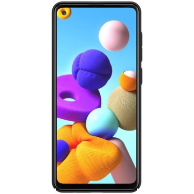 Samsung Galaxy A21s (A217F) Nillkin Frosted Shield juodas plastikinis dėklas | Priedai.lt