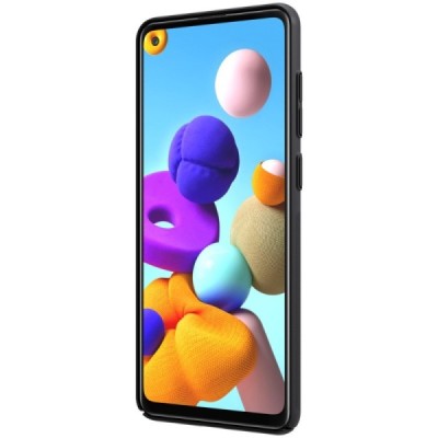 Samsung Galaxy A21s (A217F) Nillkin Frosted Shield juodas plastikinis dėklas | Priedai.lt