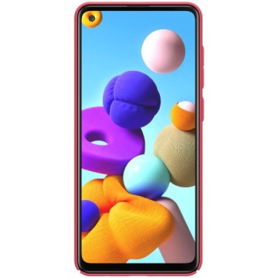 Samsung Galaxy A21s (A217F) Nillkin Frosted Shield raudonas plastikinis dėklas | Priedai.lt