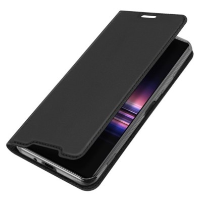 „Dux Ducis“ Skin serijos Sony Xperia 1 II juodas odinis atverčiamas dėklas | Priedai.lt