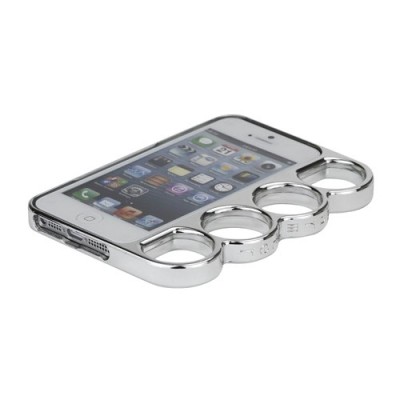 Sidabrinis, plastikinis Apple iPhone SE (5, 5s) dėklas (rėmelis ) - kastetas / Priedai.lt