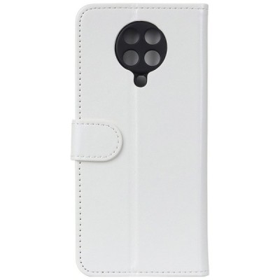 Xiaomi Poco F2 Pro atverčiamas baltas odinis dėklas, knygutė - piniginė | Priedai.lt