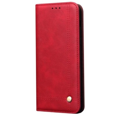 Deluxe atverčiamas raudonas odinis Xiaomi Redmi Note 9 Pro dėklas - knygutė | Priedai.lt
