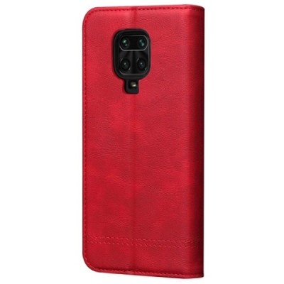 Deluxe atverčiamas raudonas odinis Xiaomi Redmi Note 9 Pro dėklas - knygutė | Priedai.lt