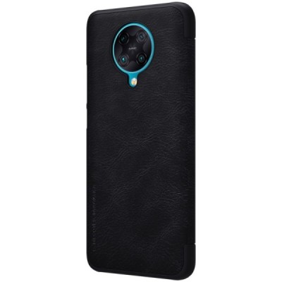 Xiaomi Poco F2 Pro prabangus „Nillkin“ Qin serijos juodas odinis atverčiamas dėklas - knygutė | Priedai.lt