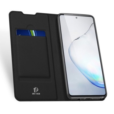 „Dux Ducis“ Skin serijos Samsung Galaxy Note10 Lite (N770F) juodas odinis atverčiamas dėklas | Priedai.lt