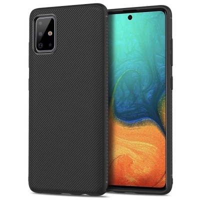 Samsung Galaxy A71 (A715) Lenuo kieto silikono TPU juodas dėklas - nugarėlė | Priedai.lt