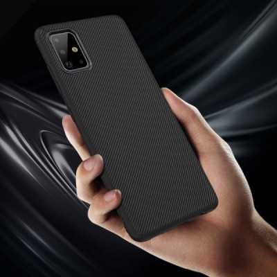 Samsung Galaxy A71 (A715) Lenuo kieto silikono TPU juodas dėklas - nugarėlė | Priedai.lt