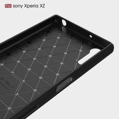 Sony Xperia XZ ir Sony Xperia XZs „Carbon“ kieto silikono TPU juodas dėklas - nugarėlė | Priedai.lt